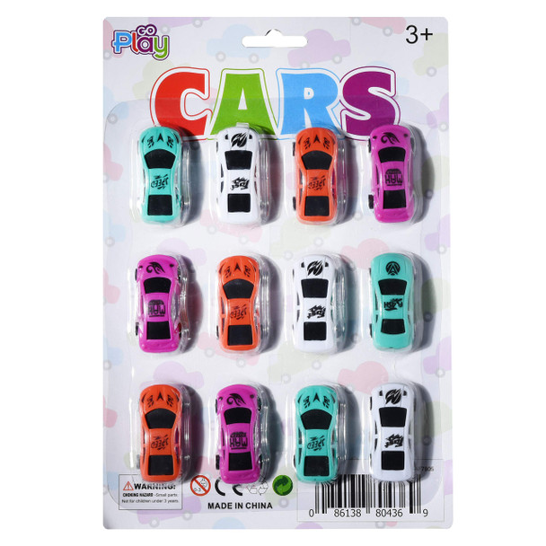 Go Play Toy Cars Set Bulk Pack of [12] Mini Collectible Toy Race Cars for Boys & Girls Assorted Vehicles for Home, School, Toddler Birthday, Kids Party Favors & More Recommended Ages 3+