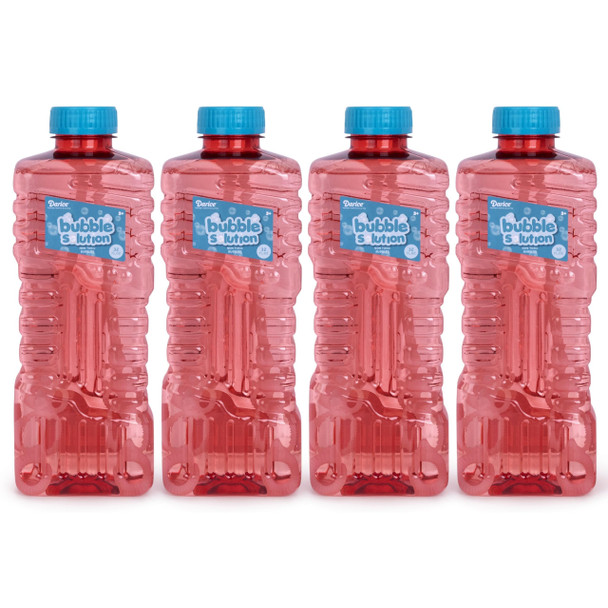 Darice 4 Bottles 32 OZ Bubble Solution Refill - Large, Easy-Grip Bottles for Bubble Guns, Wands, Bubbles Machines Refill (4 Pack)