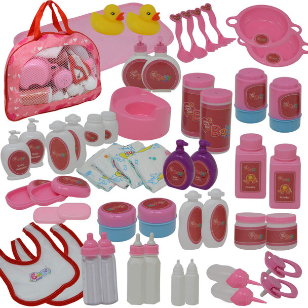 50Piece Baby Doll Feeding & Caring Accessory Set in Zippered Carrying Case - Accessories for Dolls