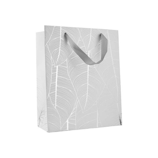 large Premium Silver Gift Bags With Ribbon 12.5x10.25x4.75(12 Pack)