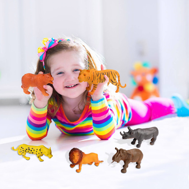 Animal Figure, 8 Inch Jumbo Jungle Animal Toy Set (6 Piece),Playkidz Toys Realistic Wild Vinyl
