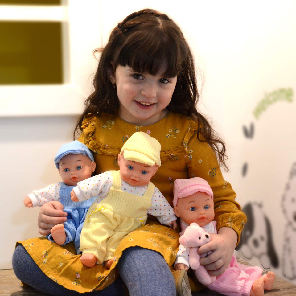 Triplet Baby Dolls Toy Baby Doll Accessories Gift Set for Toddler and