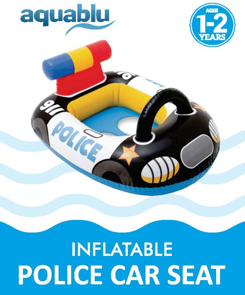 Aquablu Inflatable Police Car Cool Summertime Swim Seat & Float Toy for ...