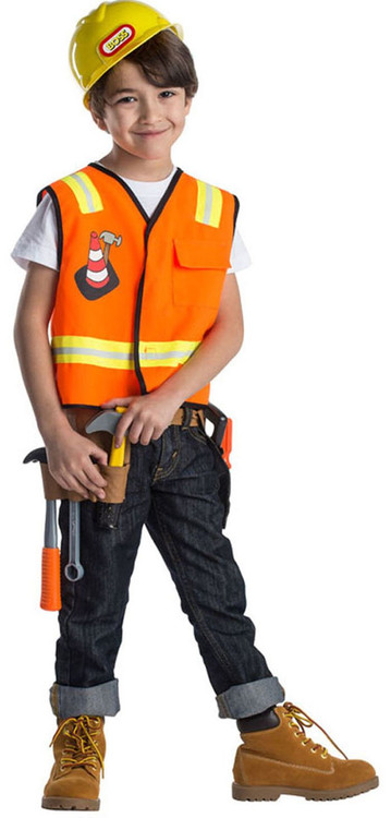 Funny Construction Worker Costume Kit Kids Boys Children Role Play Toy Set  Career Costumes Heavy Worker Cosplay - Tool Toys - AliExpress