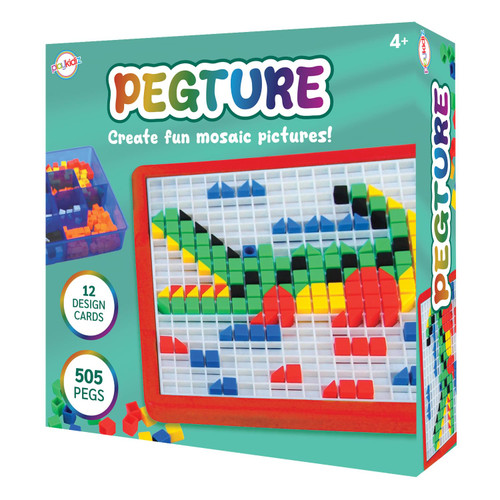 Playkidz: Pegture Set with 505 Larger Pieces + 12 Design Cards
