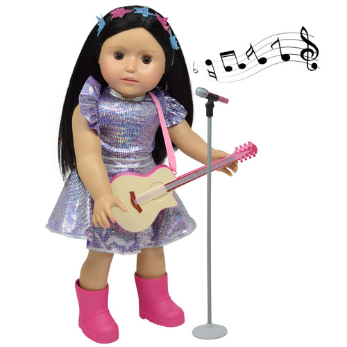 18" Doll Guitar & Microphone Set Includes Doll Clothes Fits