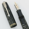Parker Vacumatic Junior "Vacuum Filler" Fountain Pen (1932-33) - First Generation, Silver Pearl Black Laminate , Double Jewel, Fine (Hard to Find, Excellent, Restored)