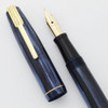 Waterman Stalwart Fountain Pen, 1940s - Full Size, Blue Marble, 14k Ideal #2 Fine Full Flex (Excellent, Restored)