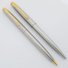 Parker 45 Flighter Deluxe Ballpoint Pen and Pencil Set - Brushed Steel, GP Trim (Very Nice, Works Well)