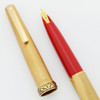 Lady Sheaffer 630 Fountain Pen - 1970s, Brushed Gold, Gold Florentine Band, GP Fine Nib (New Old Stock)