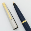 Parker 45 Classic Fountain Pen - Dark Blue, Steel Cap w GT, Fine 14k Nib (Excellent, Works Well)
