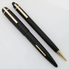 Eversharp Skyline Fountain Pen Set - Black Cap & Barrel, No Bands, 14k Medium-Fine Nib (Excellent, Restored)