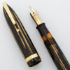 Sheaffer Balance 875 Lifetime Fountain Pen - Military Clip, Brown Striated, Fine Nib (Excellent, Restored)