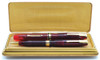 Waterman Hundred Year Pen Set (1940) -  Standard Size, Red Transparent Ribbed, Flexible Fine (Superior, Restored)