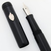 PSP Ranga Ebonite Monterey Fountain Pen - Sterling Leaf Roll-Stop, Smooth Black Ebonite, JoWo #6 Nibs