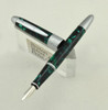 Duke 2000 Fountain Pen - Green Marble Resin, Chrome Trim, Fine 14k Nib (New in Box)