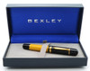 Bexley Classic Pens Limited Edition Fountain Pen (41/91) - "Mandarin Tea" Yellow & Black, Cartridge/Converter, Two-toned 18k Medium Nib (New in Box)