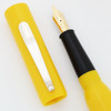 Joe Cali Custom Fountain Pen - Yellow Button Filler w Sterling Clip, Warranted Music Nib (Near Mint, Works Well)