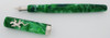 PSPW Prototype Oversize Fountain Pen - Green Teal Swirl with Sterling Gecko Rollstop, #6 JoWo Nibs (New)