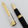 Sheaffer Crest Based Fountain Pen -  Black w/Sterling cap and Gold trim, Medium 18k Nib (Excellent, Works Well)