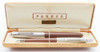 Parker 51 Aerometric Demi Fountain Pen Pencil Set (1948-9) - Cocoa, Lustraloy Cap, Medium Italic 14k Nib (Excellent, Works Well)