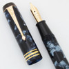 Conway Stewart 55 Fountain Pen (1940s) - Blue Marble, 14k Flexible Broad Nib (Excellent, Restored)