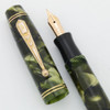 Parker Parco Fountain Pen (1932) - Green Marble, 14k Semi-Flex Fine Nib (Excellent, Restored)
