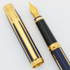 Elysee Parthenon Fountain Pen - Blue Lacquer with 18k GP Trim,  Medium GP Nib (Excellent, Works Well)