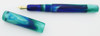 PSPW Prototype with Flexible Nib - Aqua-Cobalt Swirl Alumilite, Button Filler, 14k Eversharp Flexible Fine Nib (New)