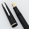 Waterman Fountain Pen (Canada, 1940s) - Black, Chrome Trim, Waterman Ideal 14k Flexible Fine 1-S Nib (Very Nice, Restored)