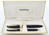 Sheaffer TM Signature Snorkel Pen & Pencil Set - Black, 14k Cap Band and Clip, Fine Triumph Nib (Excellent in Box, Restored)