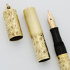 Waterman 552 1/2 V Fountain Pen, 1920's - Full Solid Gold Overlay in Engraved Floral Pattern, Telescoping Cap, Full Flex Ideal Nib (Superior, Restored)