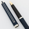 S T Dupont Classique Fountain Pen - Blue Chinese Lacquer w Sterling Trim, 18k Extra-Fine (Excellent + in Box, Works Well)