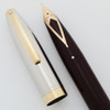 Sheaffer PFM IV Snorkel Fountain Pen - Burgundy, Steel Cap with GP Trim, Fine Nib (Very Nice, Restored)