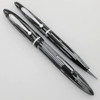 Sheaffer Balance Fountain Pen Pencil Set - Full Size Slender, Gray Striated, Fine 14k #3 Nib (Excellent +, Restored)