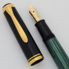 Pelikan M250 Fountain Pen (1985-97) - Green Striped, Medium 14k Nib (Near Mint in Box, Works Well)
