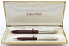 Sheaffer Clipper Snorkel Fountain Pen Pencil Set - Burgundy, Fine 14k Triumph Nib (Superior, in Box,  Restored)
