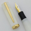 Loiminchay Mini Qian Long Fountain Pen - White, Gold Plated Trim, 18K Medium Nib (Mint, Works Well)