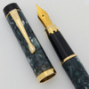 Filcao Leader Fountain Pen - Blue Cracked Ice Celluloid, Medium GP Steel Nib (New Old Stock, Works Well)