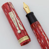 Ambassador Oversize Fountain Pen (1920s/30s) - Red & White Striped, Lever Filler, Medium 14k Warranted Nib (Excellent + Restored)