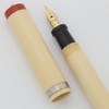 Royal Ringtop Fountain Pen - Cream w Orange Ends, Flexible 14k Medium Nib (Excellent, Restored)