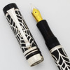 Laban Labrados Fountain Pen - Black w/ Silver Spider Web Design, Broad Nib (Excellent +, Works Well)
