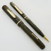 LeBoeuf Lever Fill Fountain Pen/Pencil Set - Green, Flexible Fine #4 Nib (Excellent, Restored)