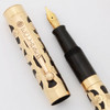 Eclipse Fountain Pen Full Size (1920s) - Gold Filled Filigree, Lever Filler, Fine Flexible Warranted Nib (Excellent, Restored)