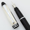 Aurora Ipsilon Sterling Collection Fountain Pen - Black with Sterling Silver Cap, C/C,  Medium Steel Nib (Excellent, Works Well)