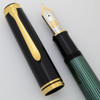 Pelikan M1000 Fountain Pen - Oversize, Black and Green, 18K Fine Nib (Excellent, Works Well)