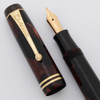 Parker Duofold Junior Fountain Pen (1930s) - Burgundy Marble, Streamlined, Button Filler, Fine Semi-Flex Nib (Excellent, Restored)