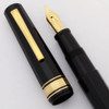 Omas Extra Old Style Milord Fountain Pen -  Black w Gold Trim, 18k Fine Nib (Excellent, Works Well)