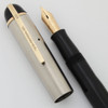 Eversharp Skyline Fountain Pen (1940s) - Rare Stainless Cap, Black Barrel, Medium 14k Nib (Excellent, Restored)