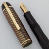 Eversharp Skyline Demi Fountain Pen (1940s) - Burgundy, Striped Cap, Lever Filler, 14k Manifold Fine (Excellent, Restored)